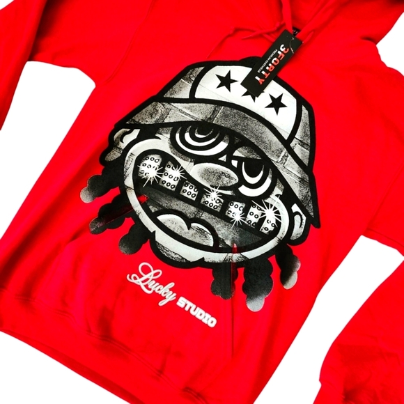 Men's Small 4 Leaf Clover Lucky Graphic Hoodie In Red. Fits Boys Sizes Large/XL - Picture 4 of 10